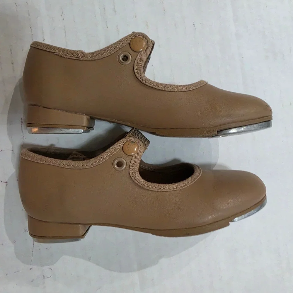 So Danca TA35 Tan Mary Jane Tap Shoes Kids Size 9S Snap Elastic Strap